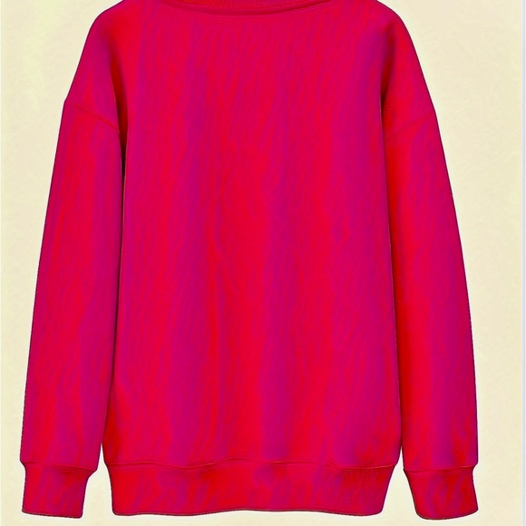 NWOT Chic Love Letter Print Crew Neck Sweatshirt - Pink - Picture 3 of 6